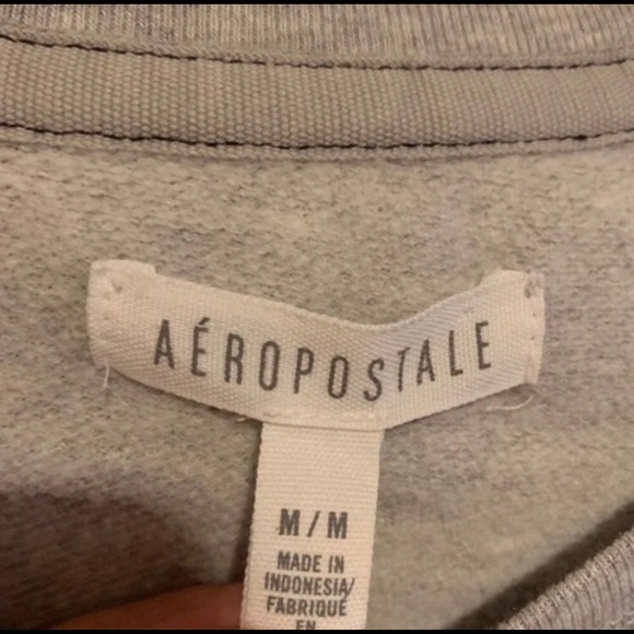 LOVE sweatshirt by Aeropostale - cropped, medium gray w black glitter letters - Picture 3 of 4